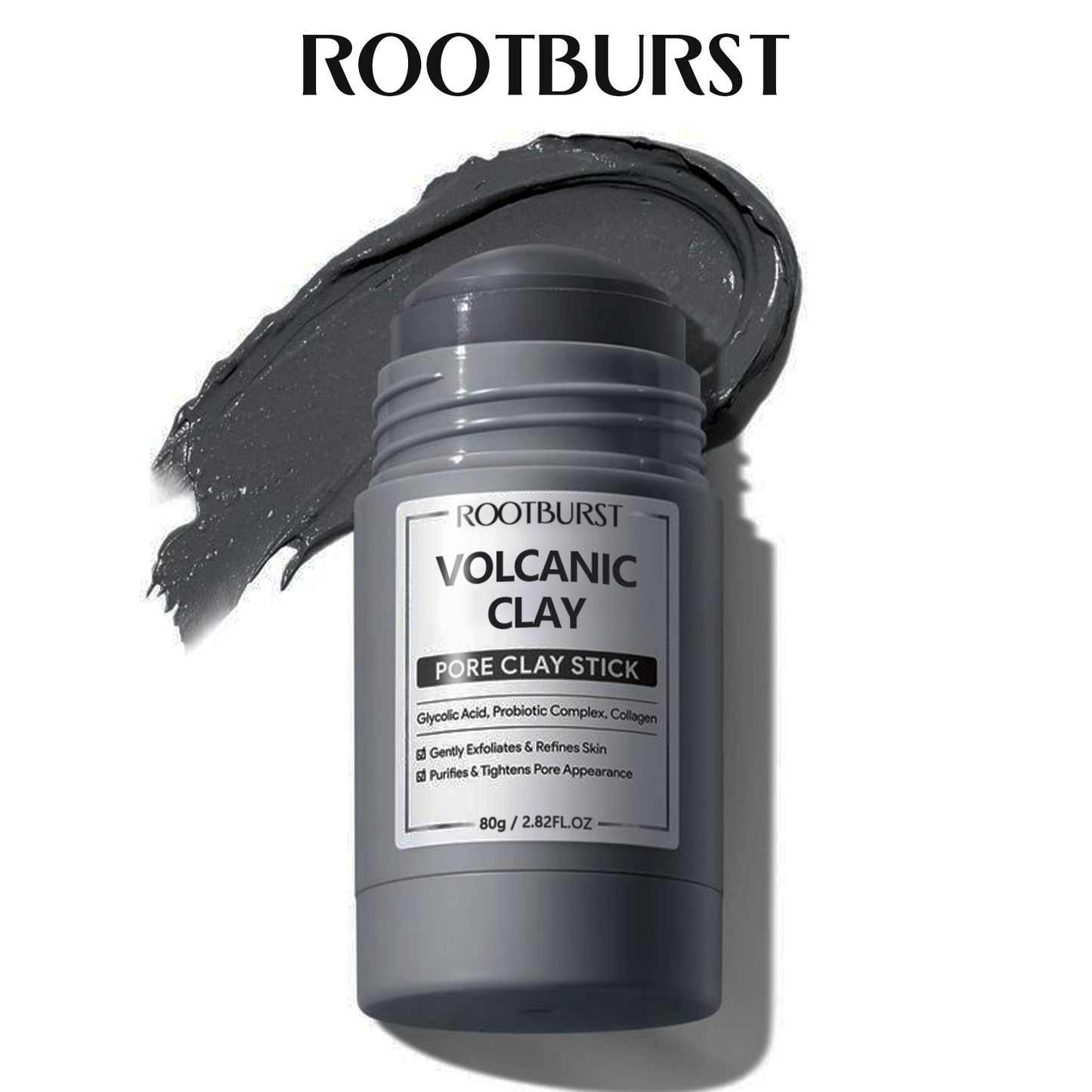 Rootburst Volcano Clay Stick – Easy Oil Control, Pore Care & Blackhead Cleansing | Gentle, Non-Drying
