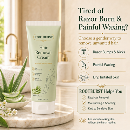 Rootburst™ Natural Gentle Hair Removal Cream | For Women & Men, Sensitive Skin