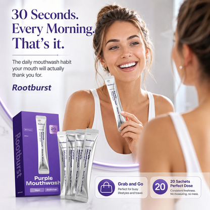 Rootburst Purple Mouthwash Sachets 20 Pack | Peroxide-Free Mint Oral Care, Alcohol-Free & Vegan