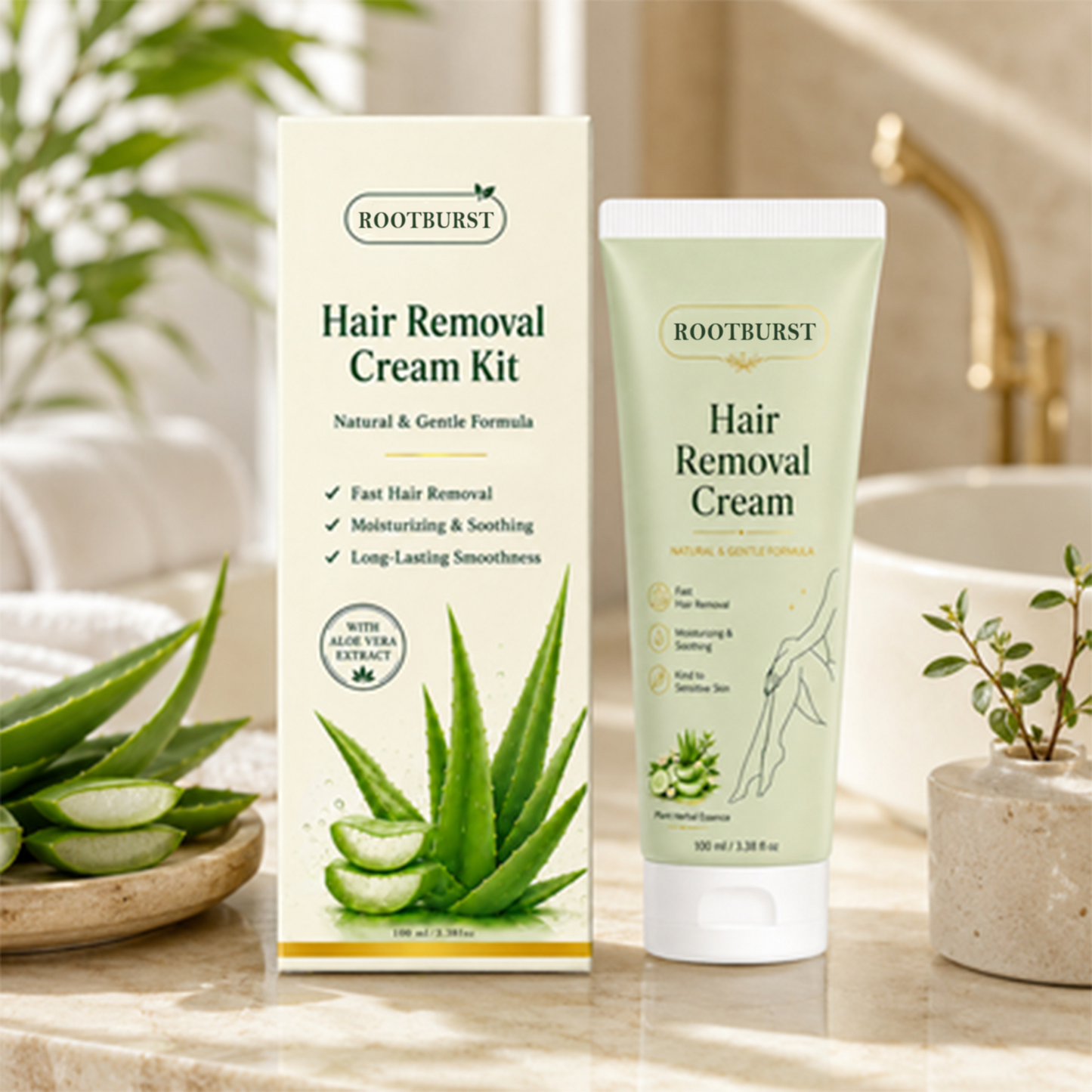 Rootburst™ Natural Gentle Hair Removal Cream | For Women & Men, Sensitive Skin