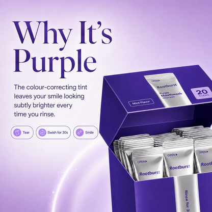 Rootburst Purple Mouthwash Sachets 20 Pack | Peroxide-Free Mint Oral Care, Alcohol-Free & Vegan