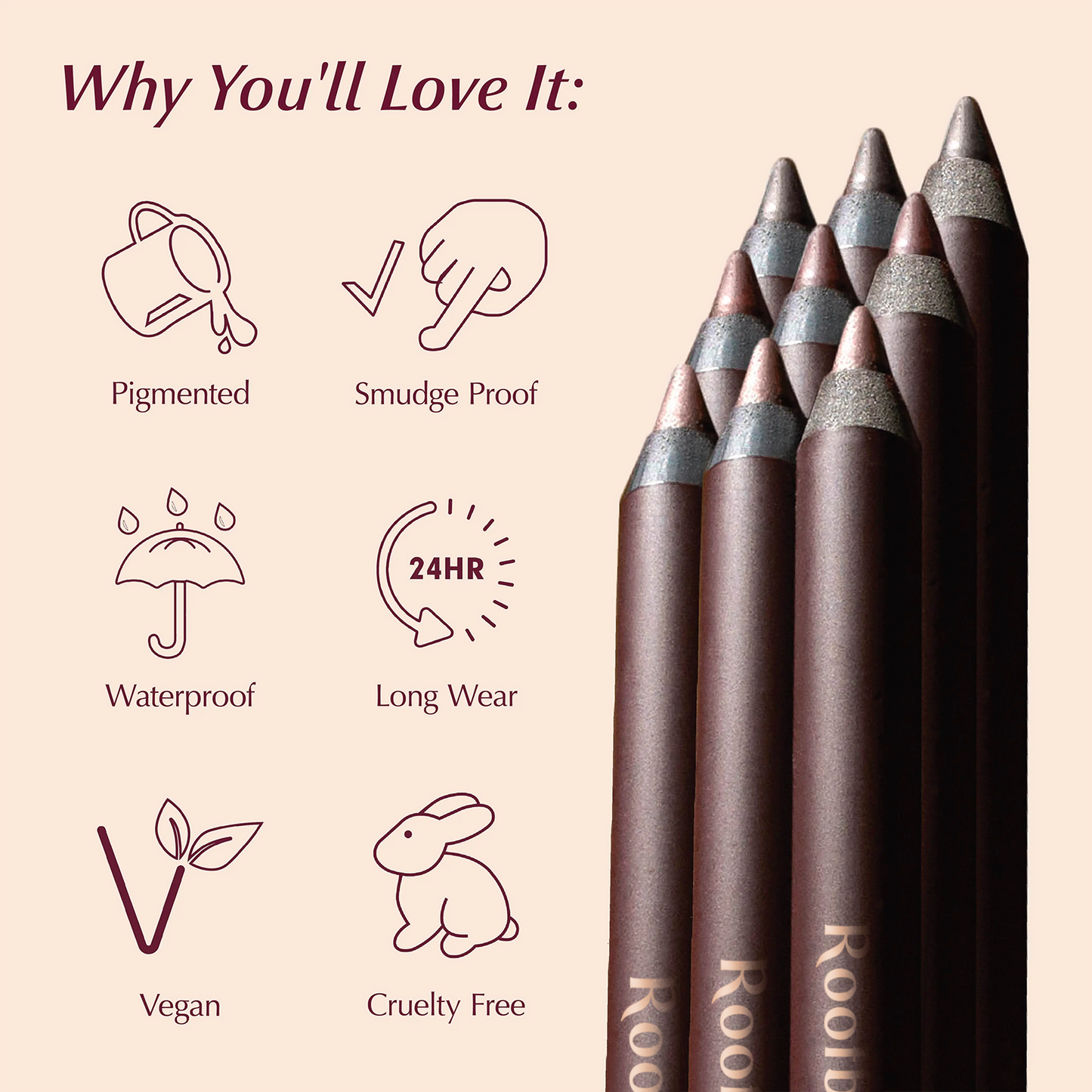 Rootburst Waterproof Sharpenable Eyeliner Pencil | Long-Wear Vegan Eye Makeup