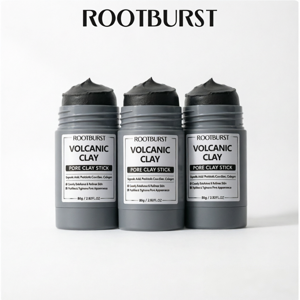 Rootburst Volcano Clay Stick – Easy Oil Control, Pore Care & Blackhead Cleansing | Gentle, Non-Drying